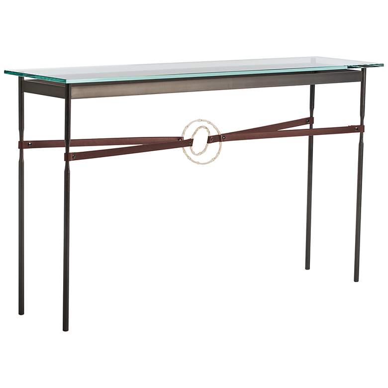 Image 1 Equus 54 inchW Smoke Brown Straps with Gold Rings Console Table