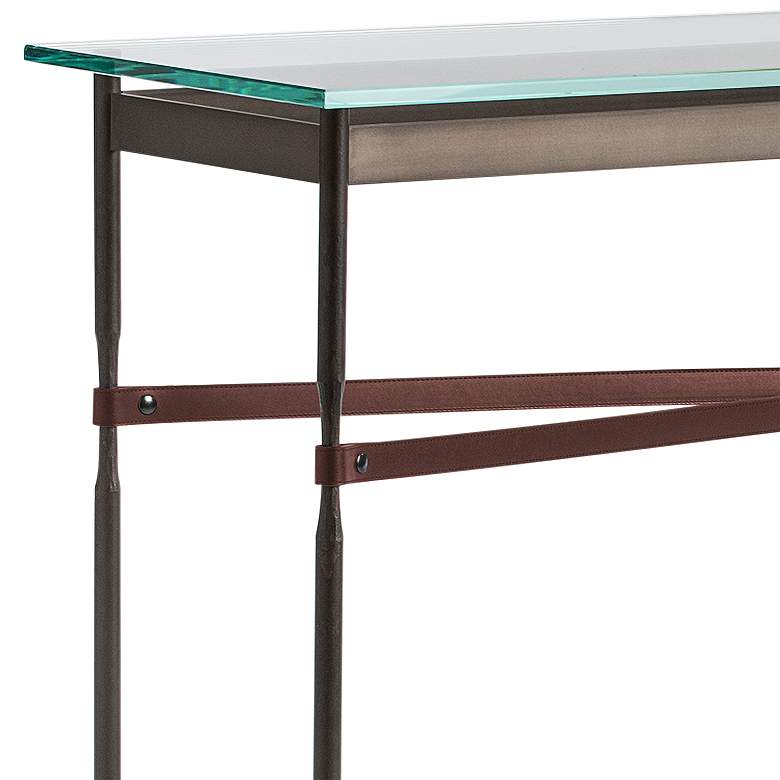 Equus 54 inchW Smoke Brown Straps with Iron Rings Console Table more views