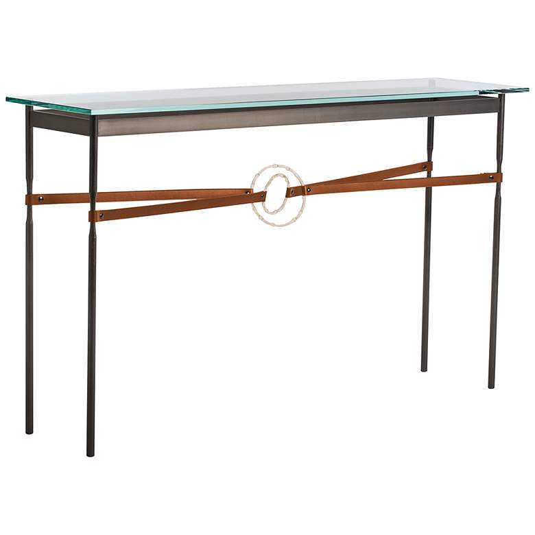 Image 1 Equus 54"W Smoke Chestnut Straps w/ Gold Rings Console Table