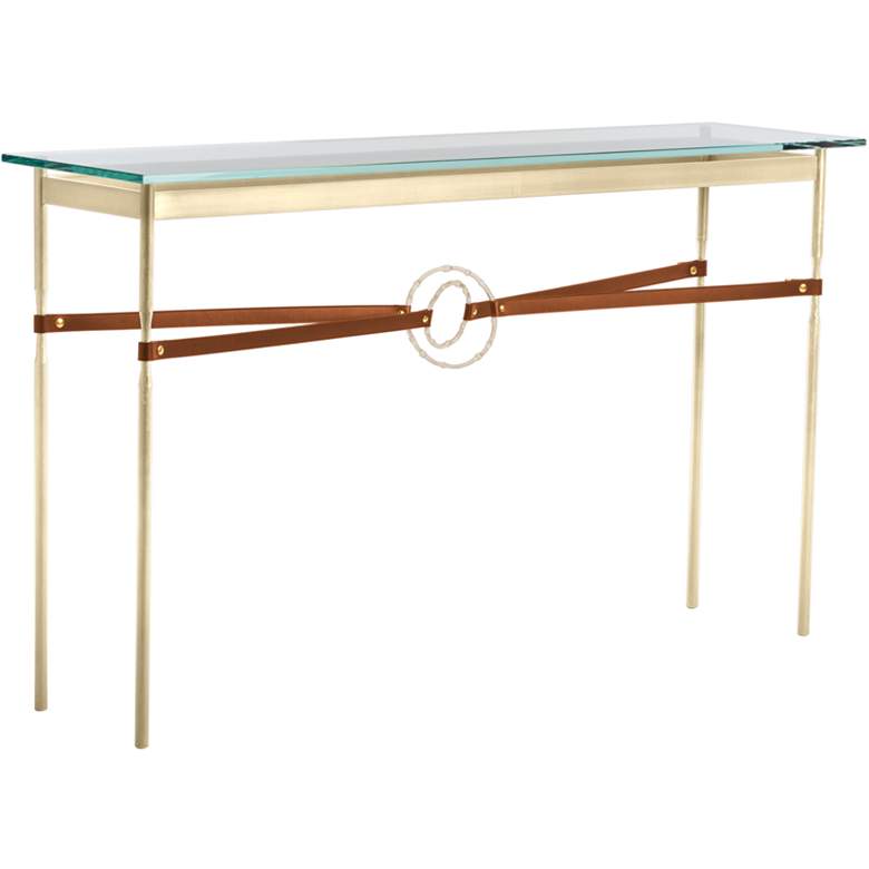 Image 1 Equus Console Table - Modern Brass - Gold Accents - Chestnut Strap