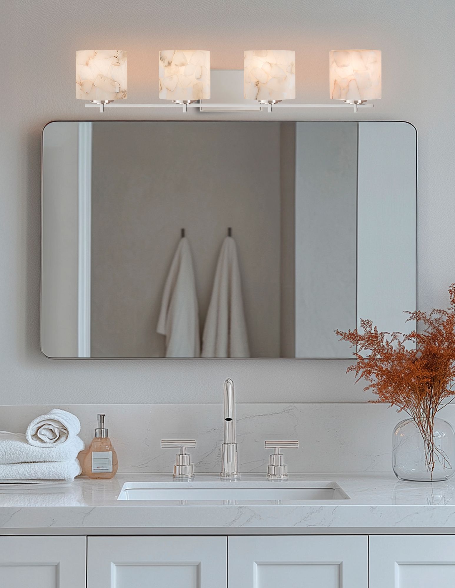 Image 2 Era 34" Wide Brushed Nickel 4-Light LED Bath Light more views