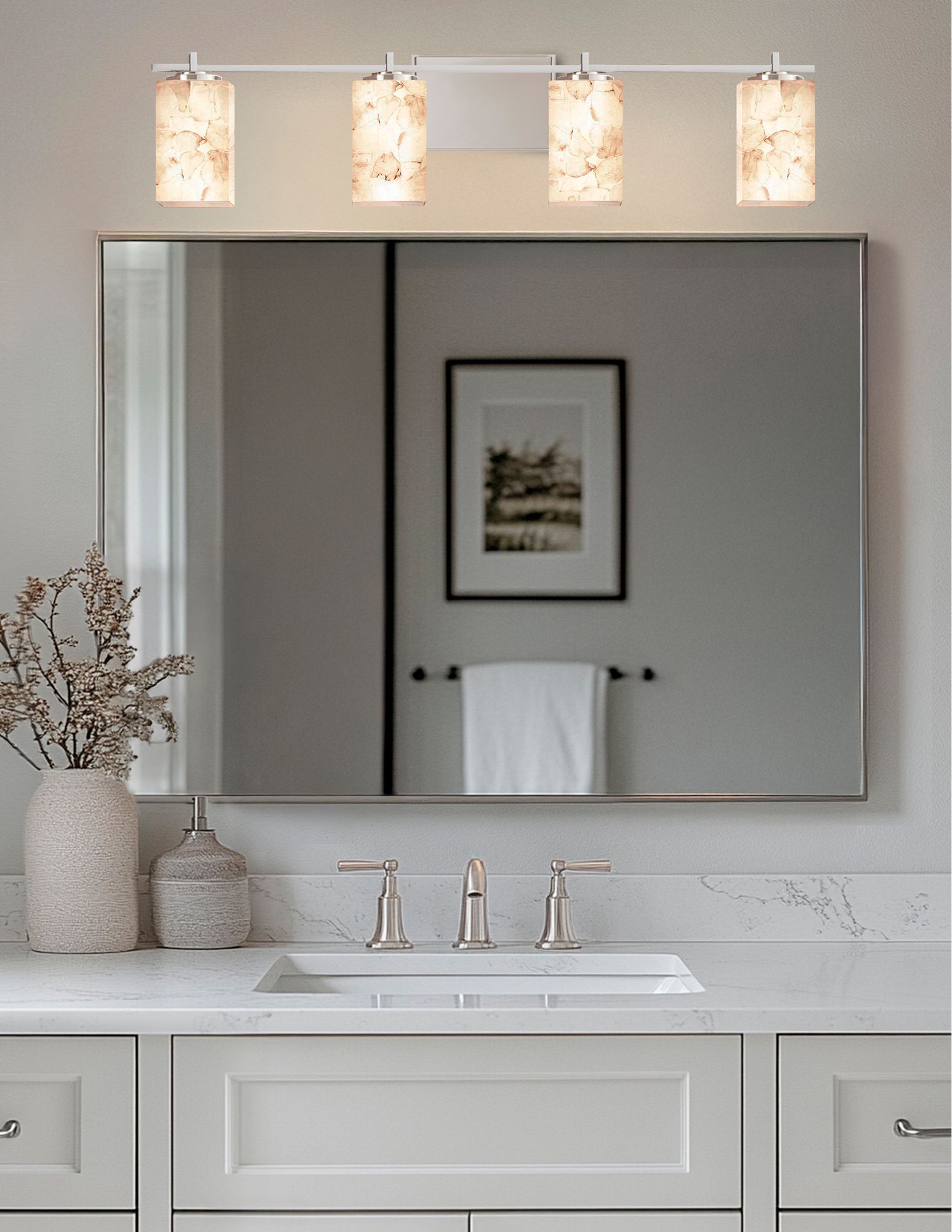 Image 3 Era 34" Wide Brushed Nickel 4-Light LED Bath Light more views