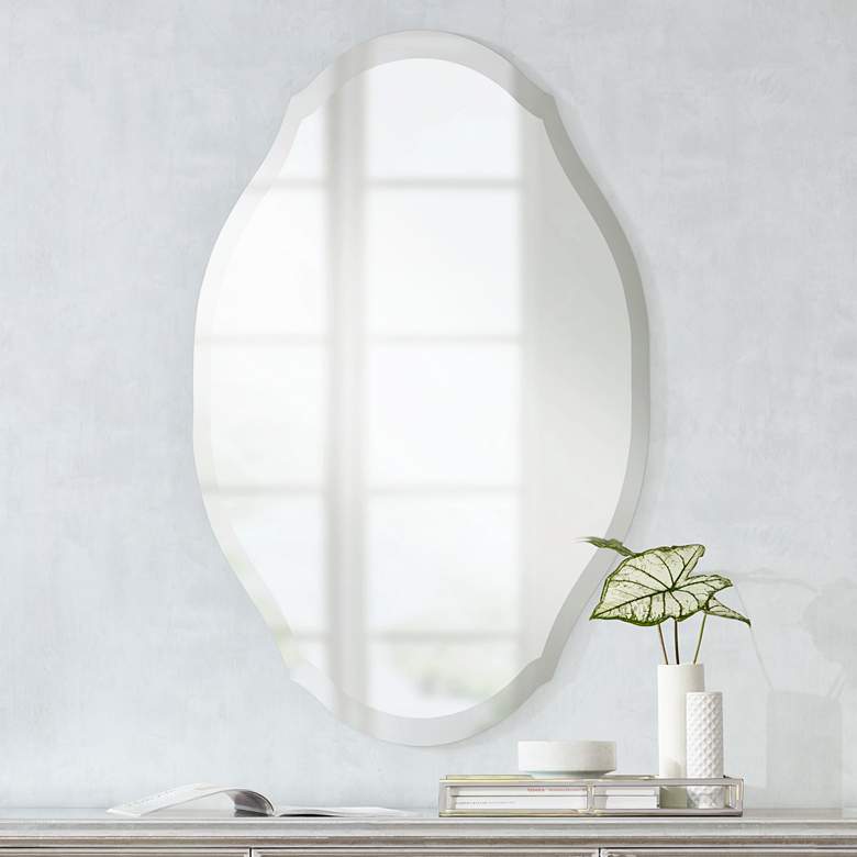 Image 1 Erath 24 inch x 36 inch Oval Frameless Wall Mirror