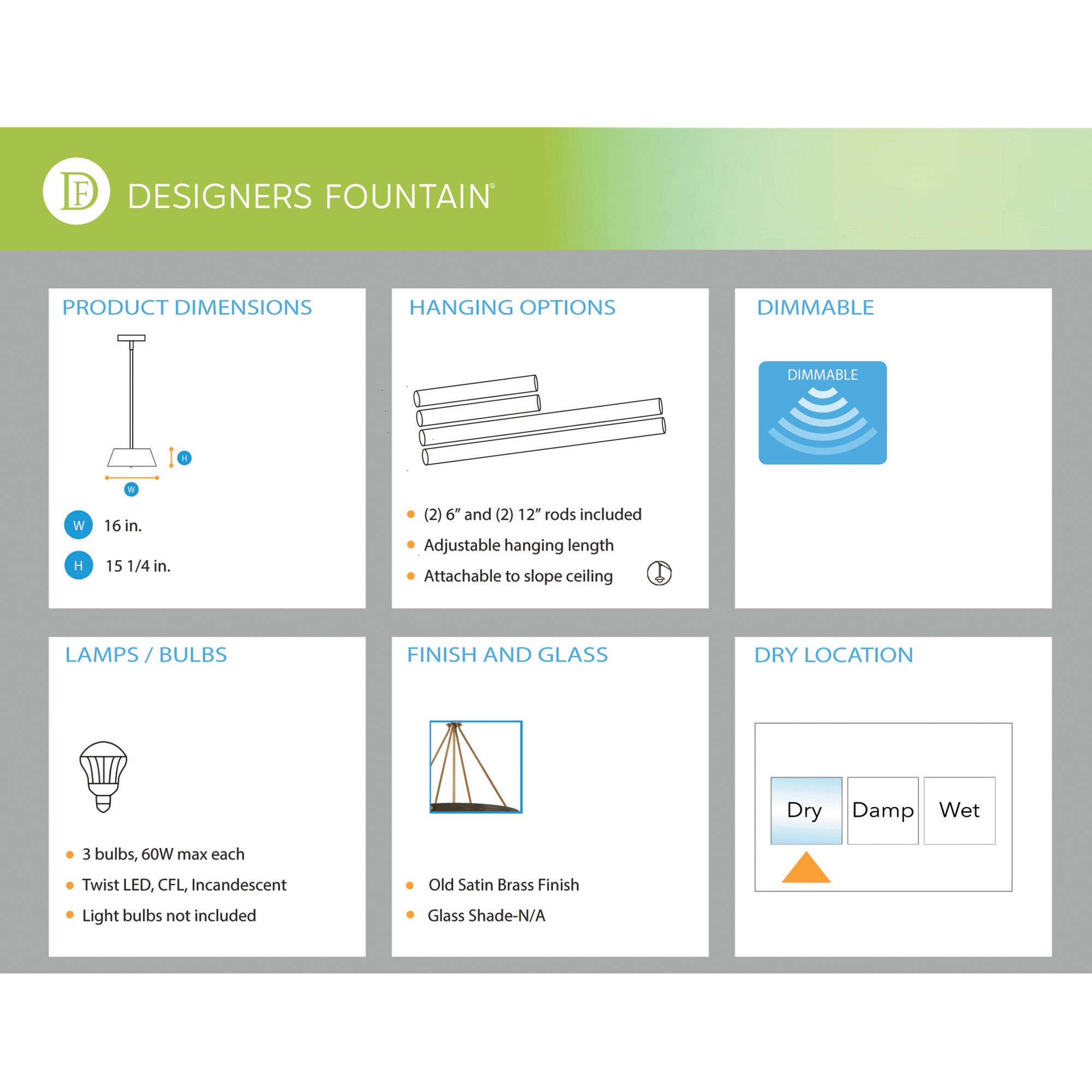 Image 4 Erba 3 Light Old Satin Brass Pendant more views