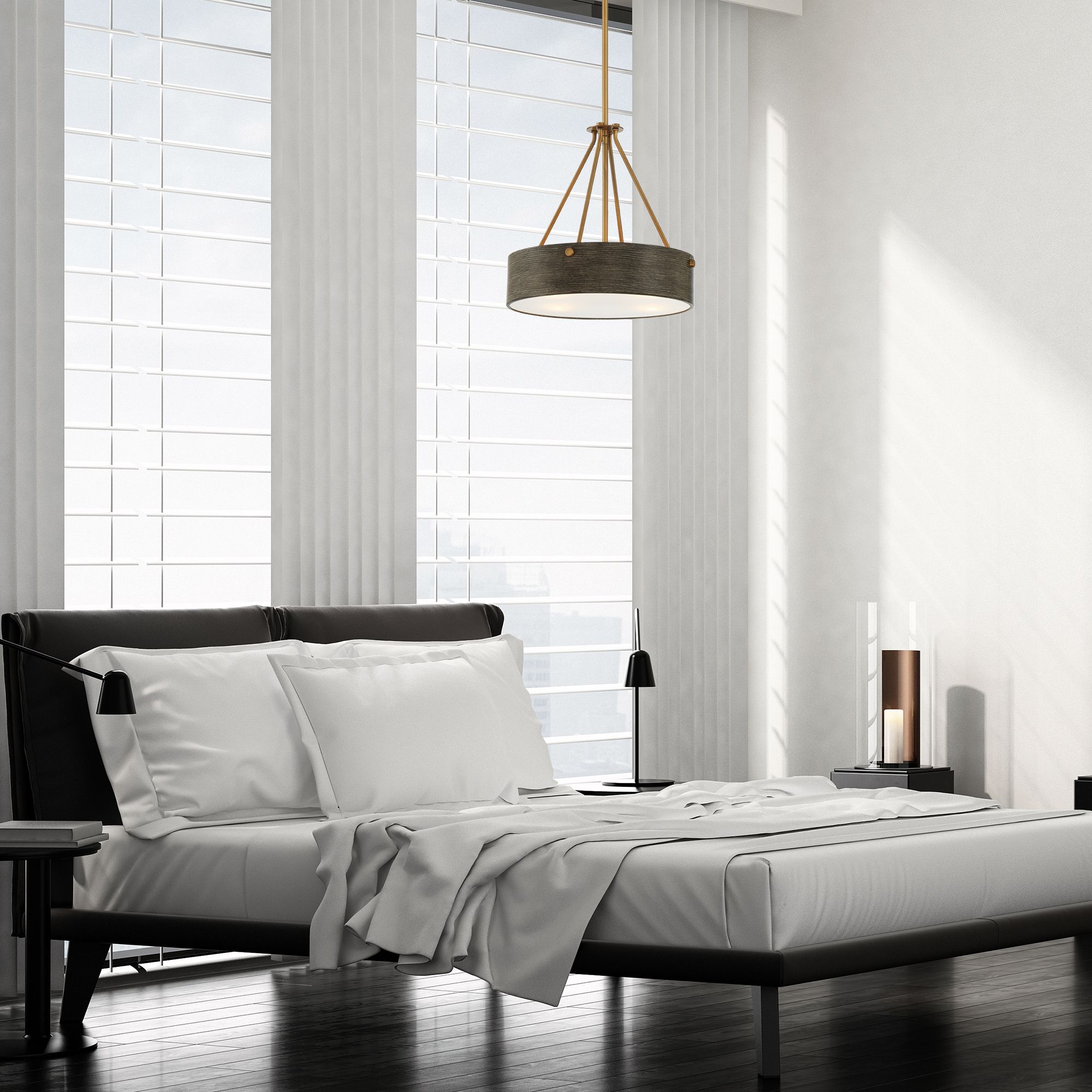 Erba 3 Light Old Satin Brass Pendant