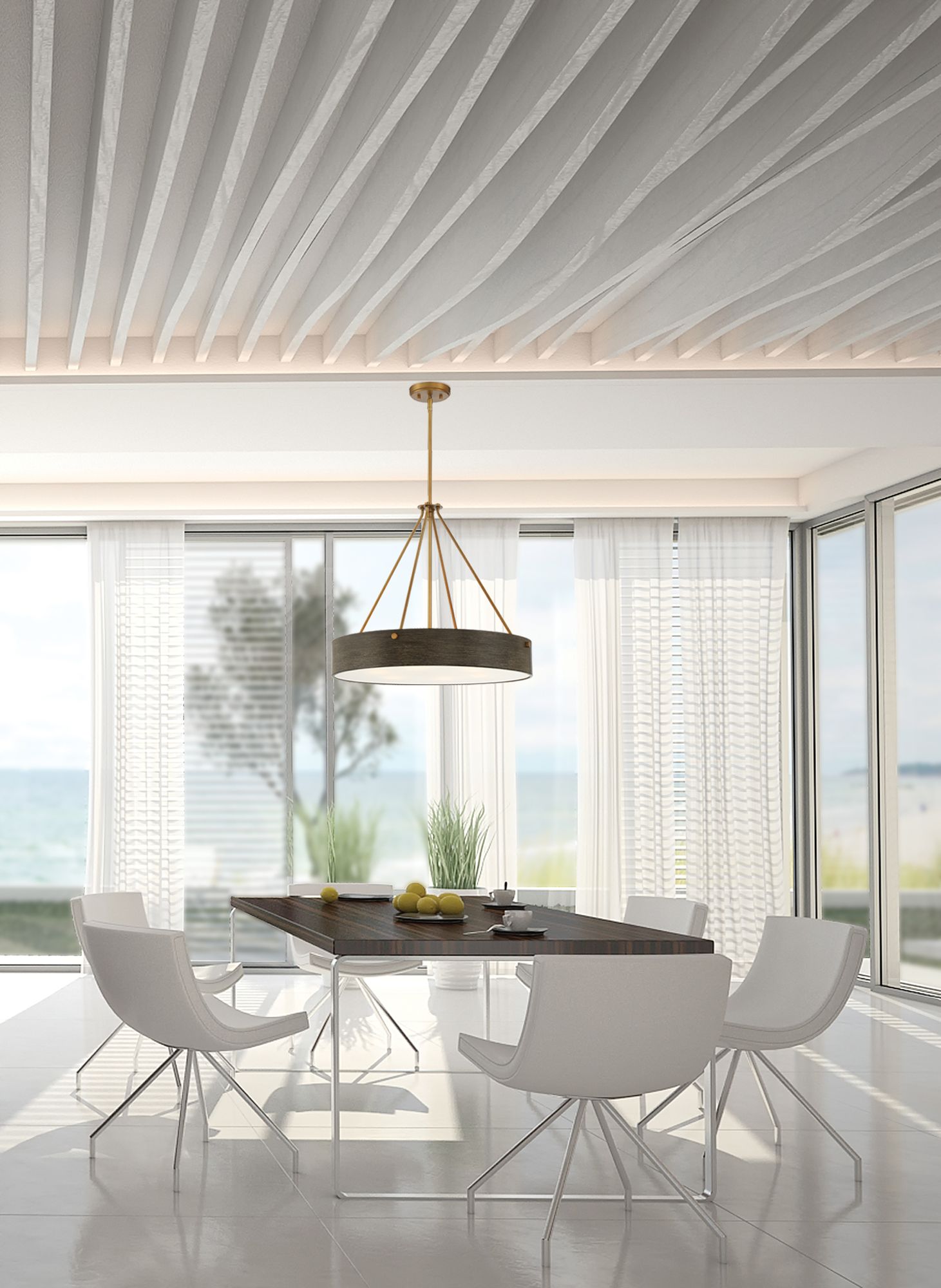 Erba 3 Light Old Satin Brass Pendant