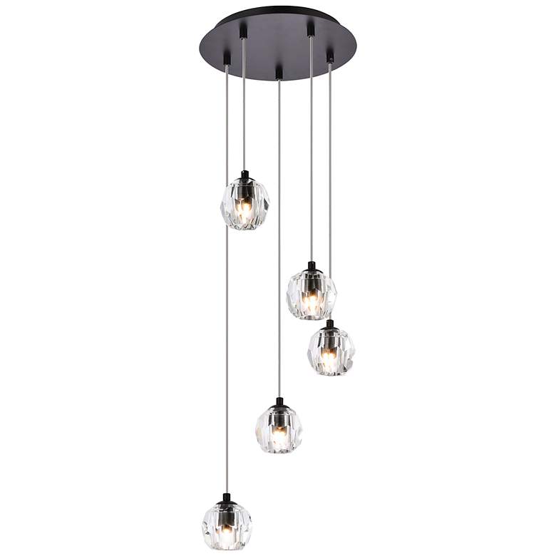 Image 2 Eren 11 3/4" Wide Black 5-Light Mini Pendant