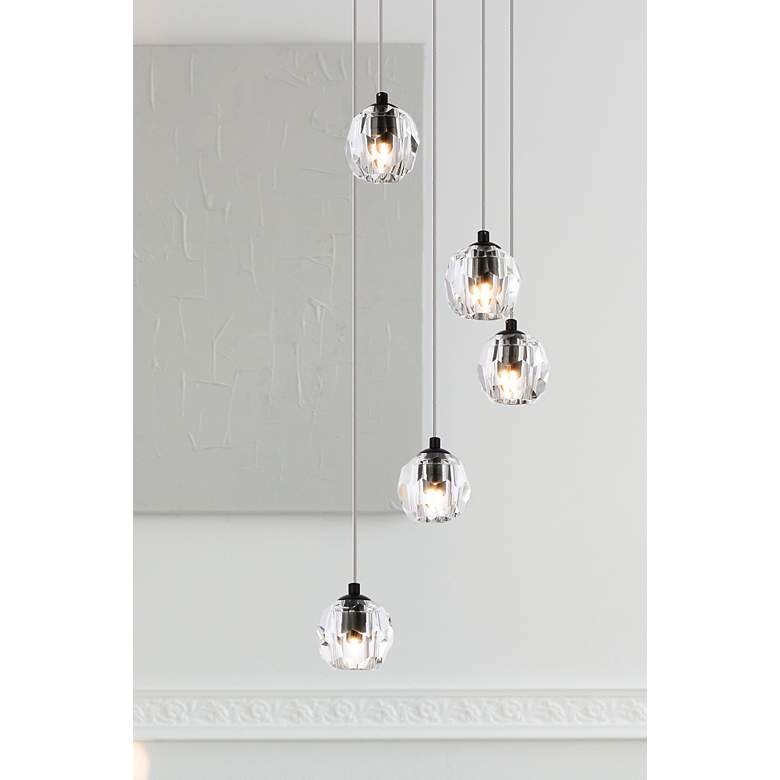 Image 2 Eren 11 3/4" Wide Black 5-Light Mini Pendant