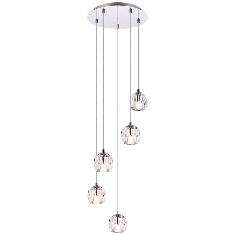 Image 2 Eren 11 3/4" Wide Chrome 5-Light Mini Pendant