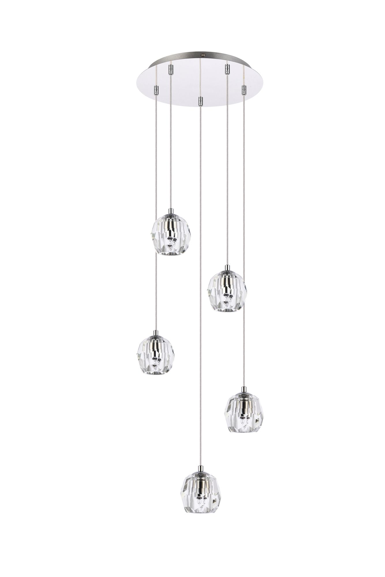 Eren 11 3/4" Wide Chrome 5-Light Mini Pendant in scene