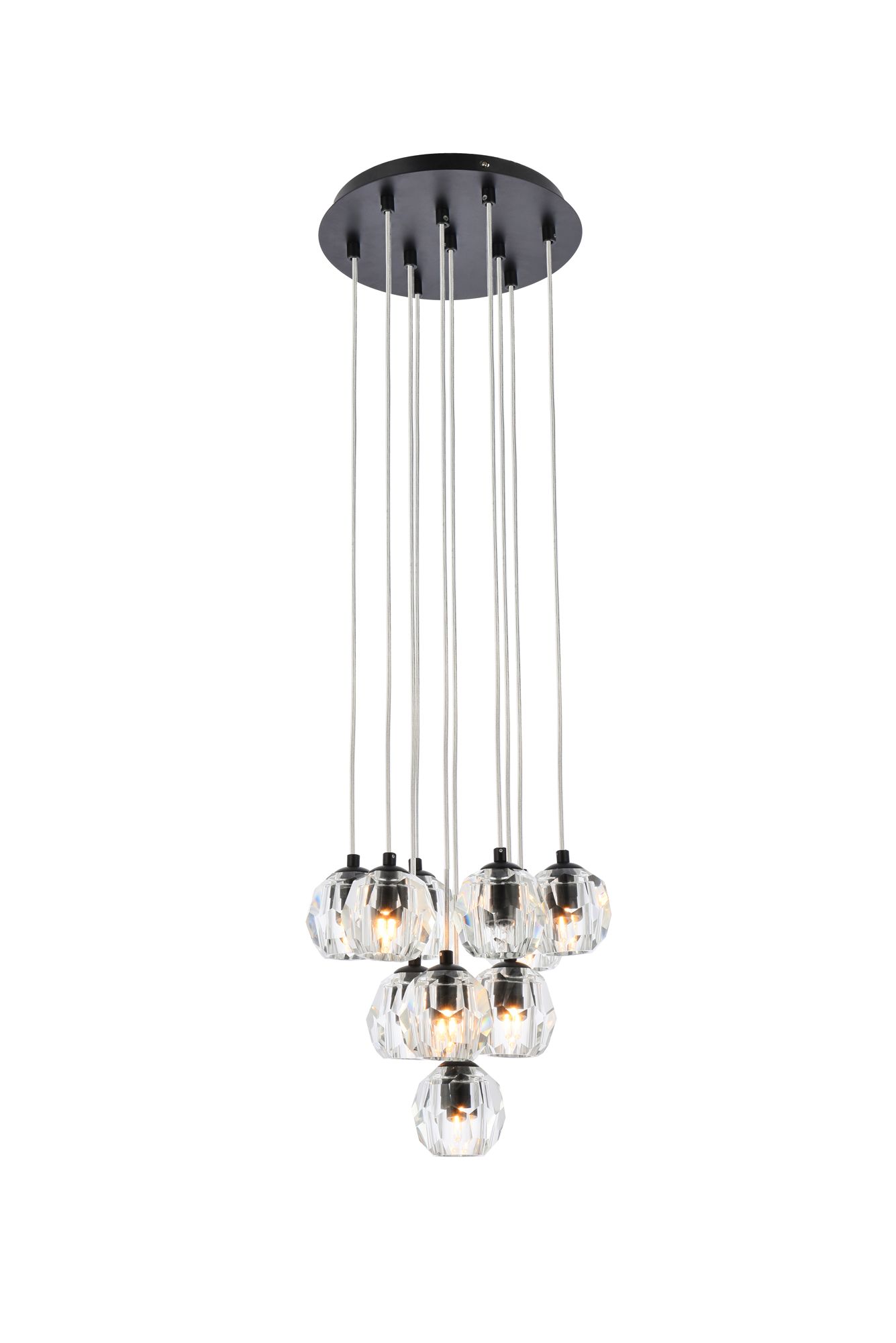 Eren 11" Wide Black Multi-Light Pendant in scene