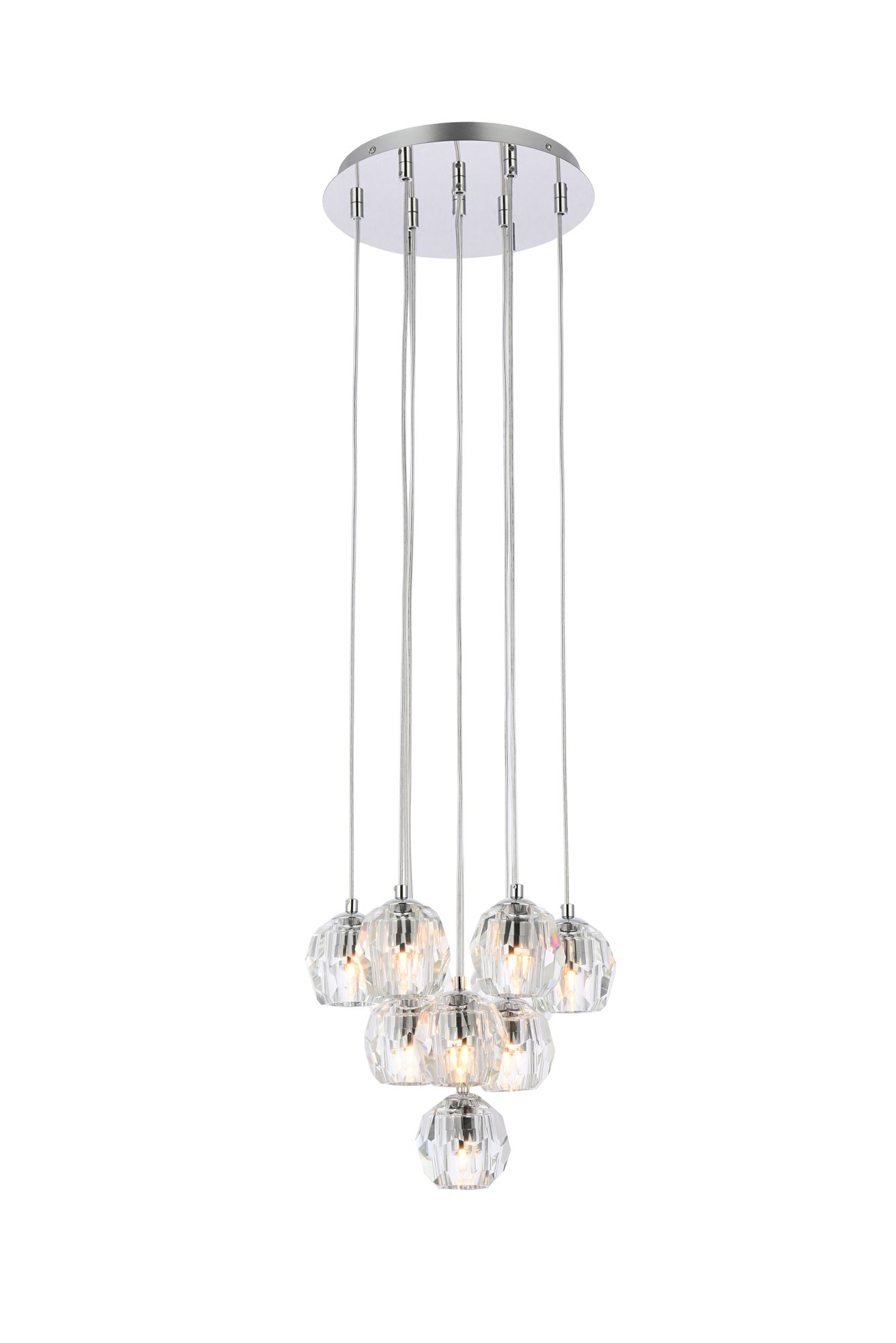 Eren 11" Wide Chrome 10-Light Mini Pendant in scene