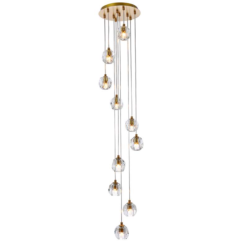 Image 3 Eren 11" Wide Gold Steel Crystal 10-Light Mini Pendant