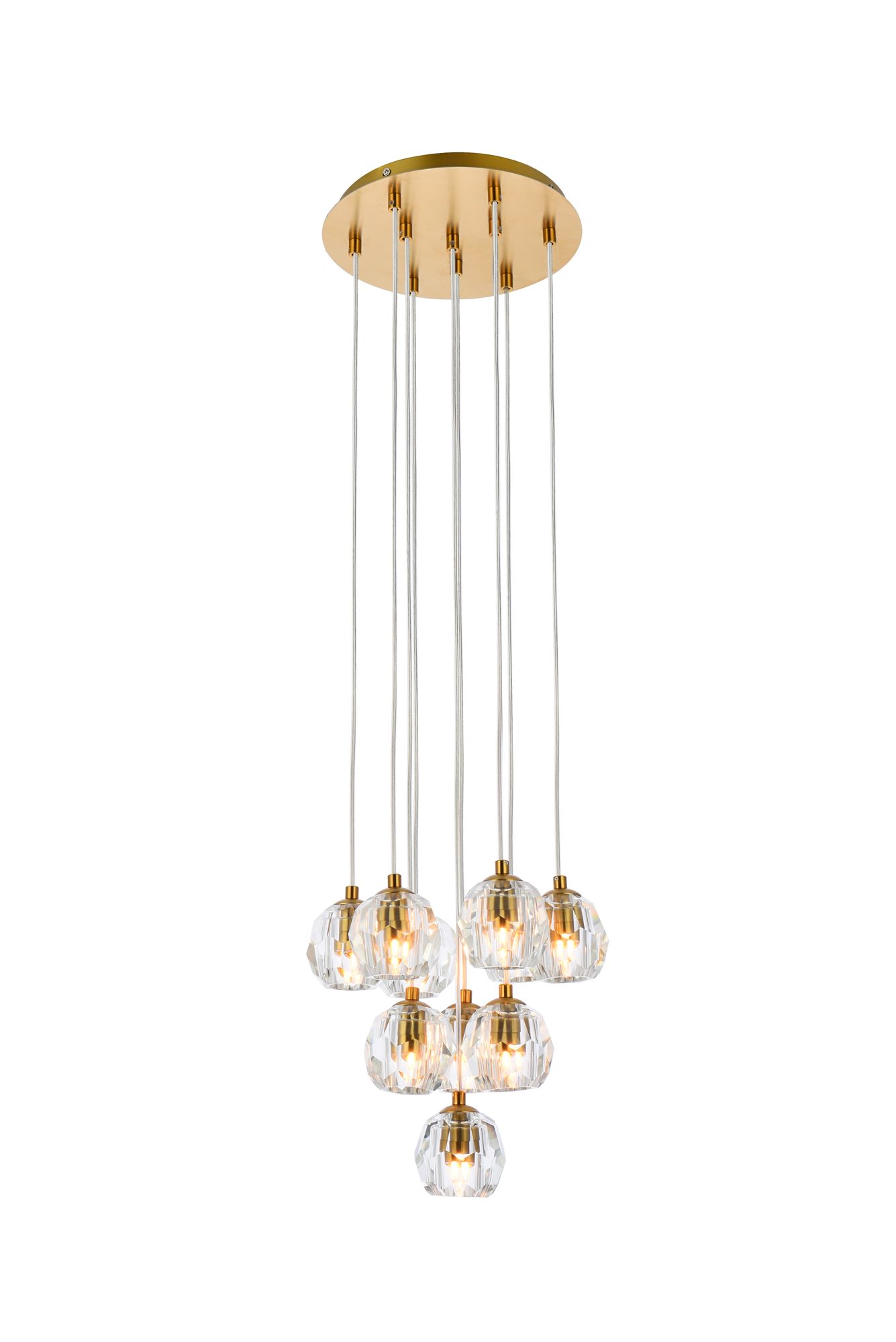 Eren 11" Wide Gold Steel Crystal 10-Light Mini Pendant in scene