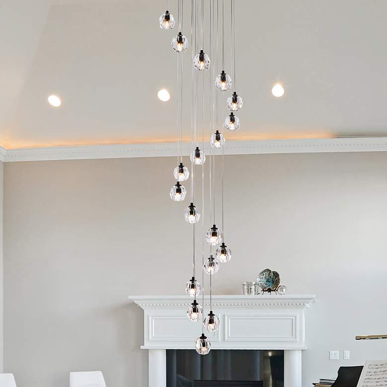 Image 1 Eren 19 3/4" Wide Black Multi-Light Pendant w/ Clear Crystal
