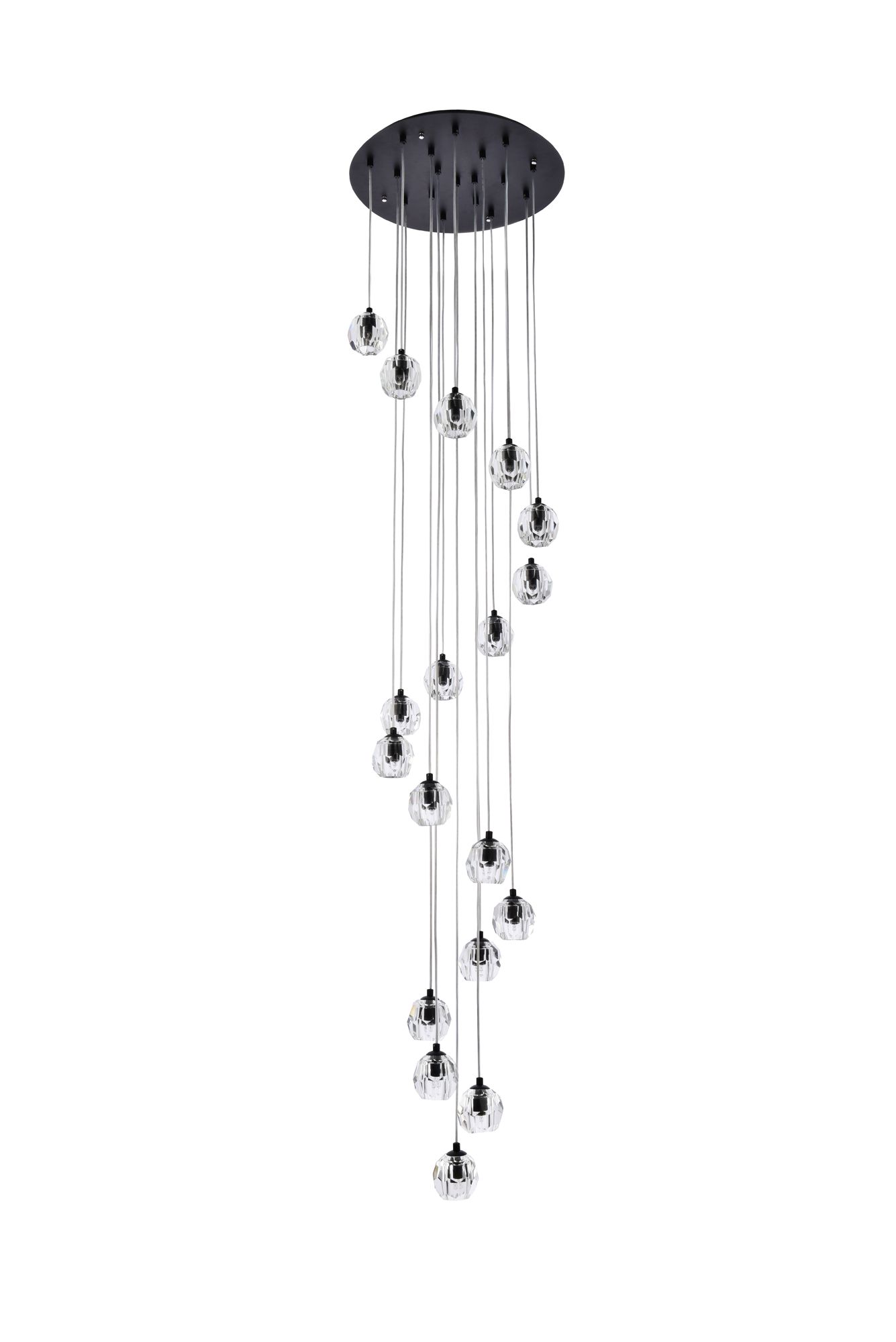 Eren 19 3/4" Wide Black Multi-Light Pendant w/ Clear Crystal