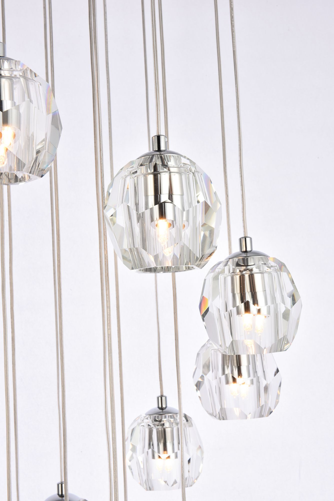 Eren 19 3/4" Wide Chrome  Steel Crystal 18-Light Pendant in scene
