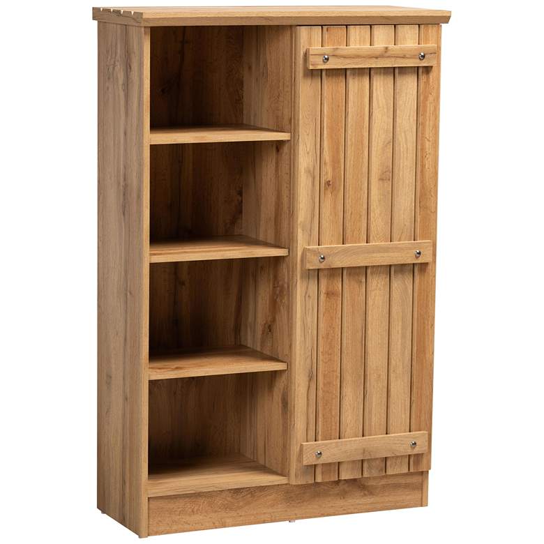 Eren 31 1/2&quot;W Natural Oak Brown Wood 1-Door Shoe Cabinet 