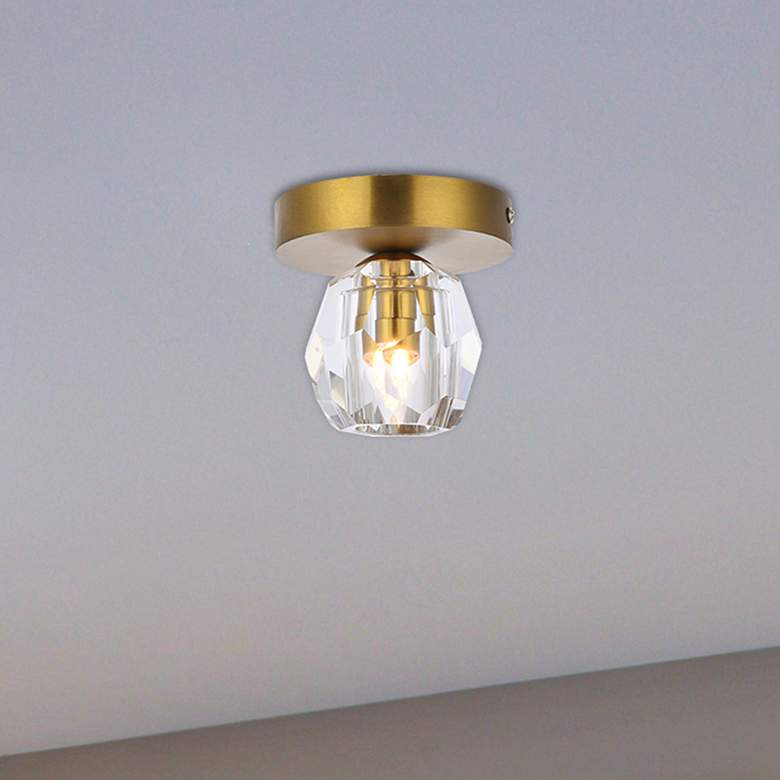 Image 1 Eren 4 3/4" Wide Gold and Clear Crystal Ceiling Light