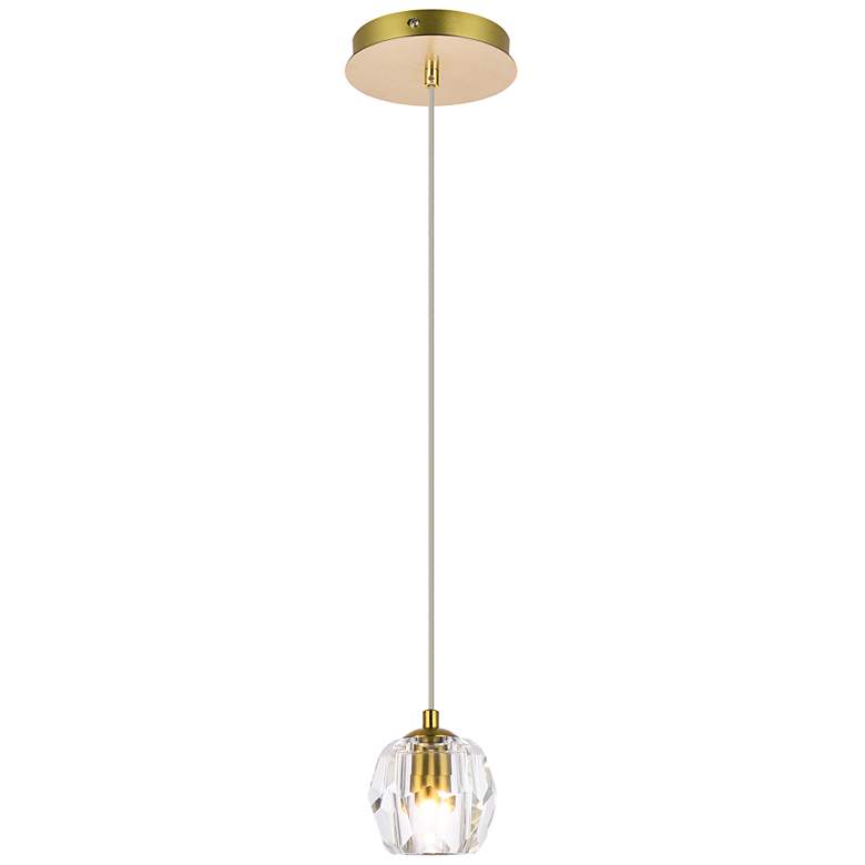 Image 2 Eren 5 1/2" Wide Gold and Clear Crystal Globe Mini Pendant