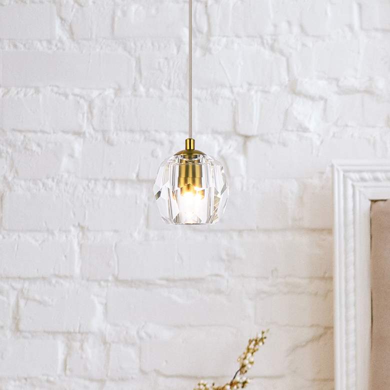 Image 1 Eren 5 1/2" Wide Gold and Clear Crystal Globe Mini Pendant