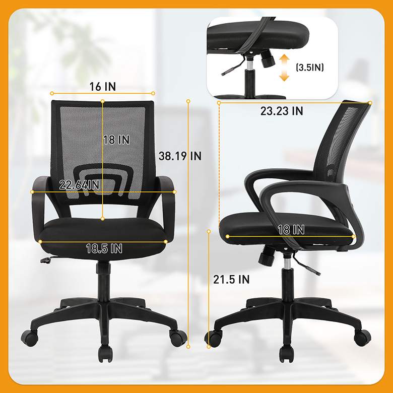 Image 4 Ergo Black Ergonomic Swivel Adjustable Office Chair more views