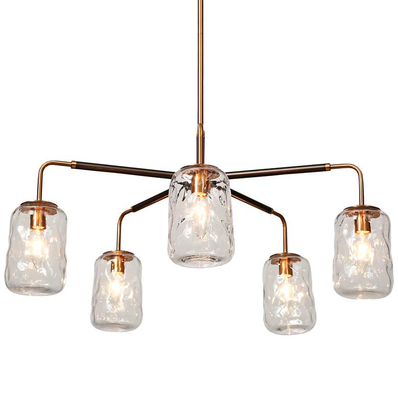 Image 1 Erharting 28 3/4" Wide Black and Brass 5-Light Chandelier