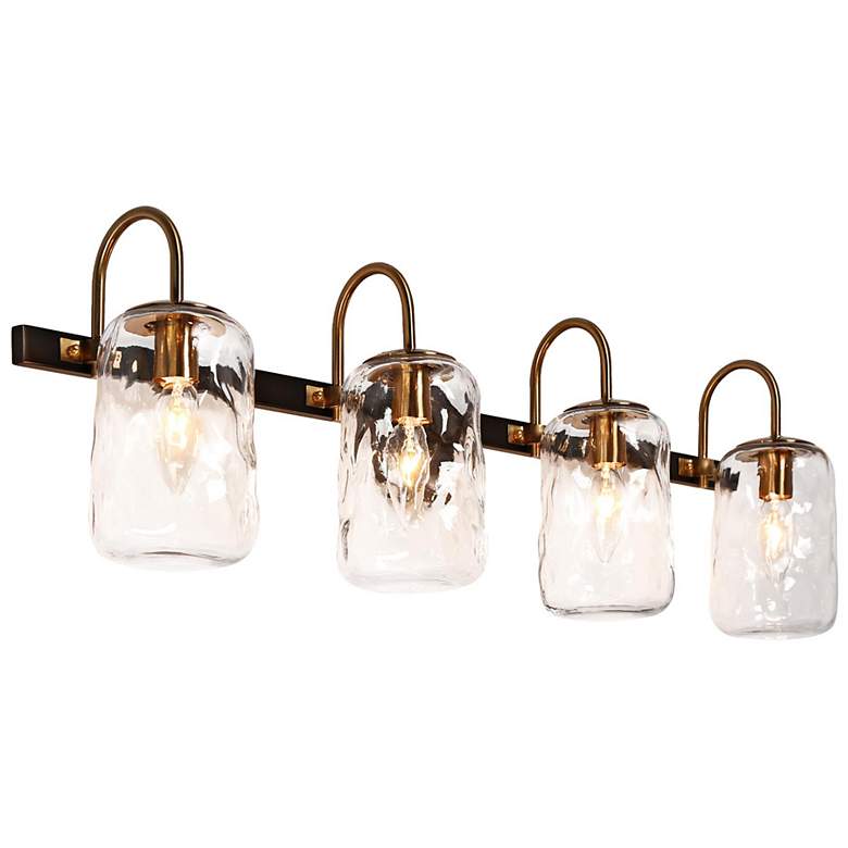 Image 2 Erharting 32"W Brushed Black and Brass 4-Light Bath Light