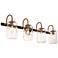Erharting 32"W Brushed Black and Brass 4-Light Bath Light