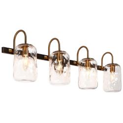 Erharting 32"W Brushed Black and Brass 4-Light Bath Light