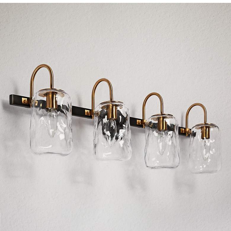 Image 1 Erharting 32"W Brushed Black and Brass 4-Light Bath Light