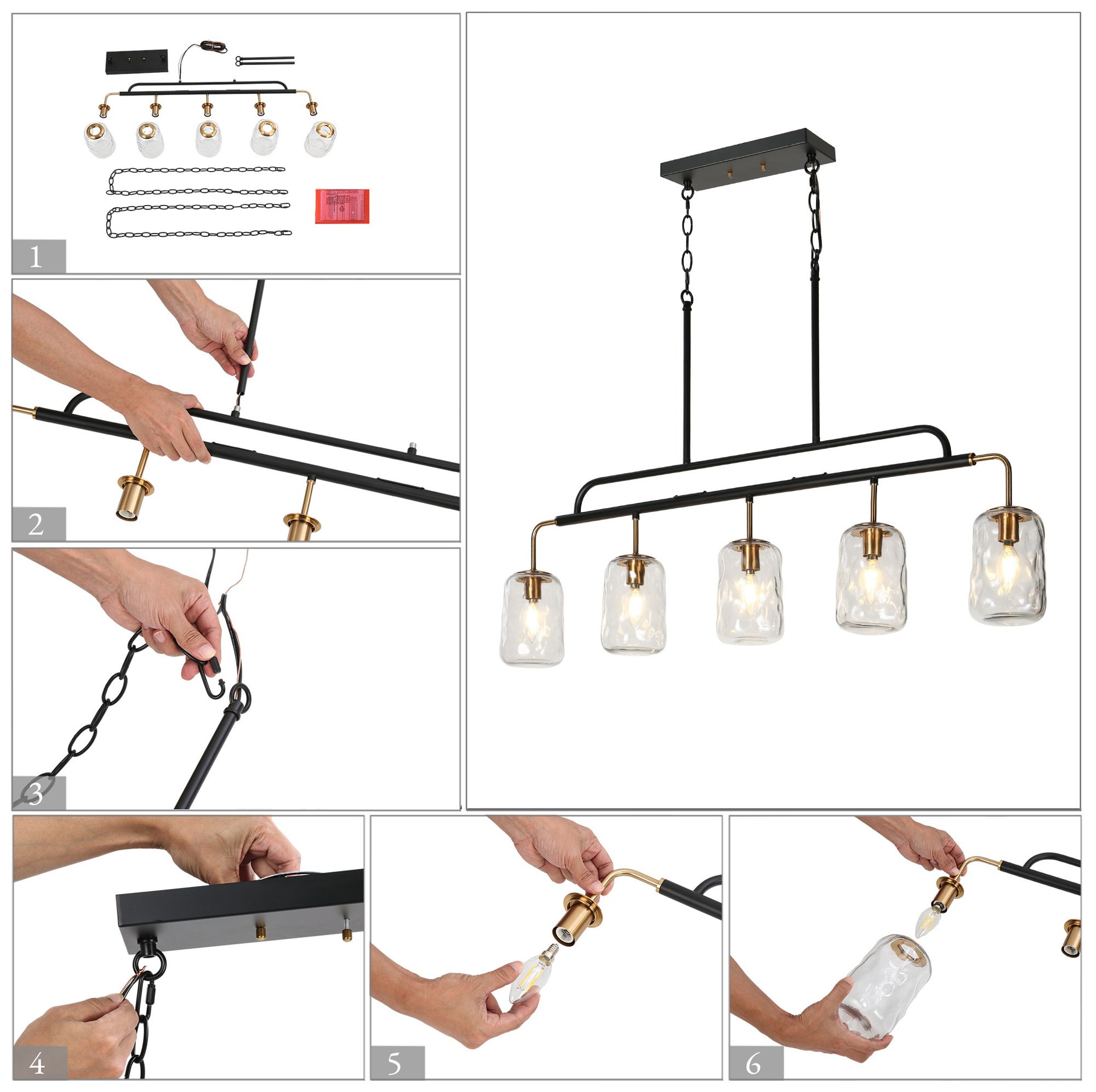 Erharting 5-Light Glass Island Chandelier - Made to Order