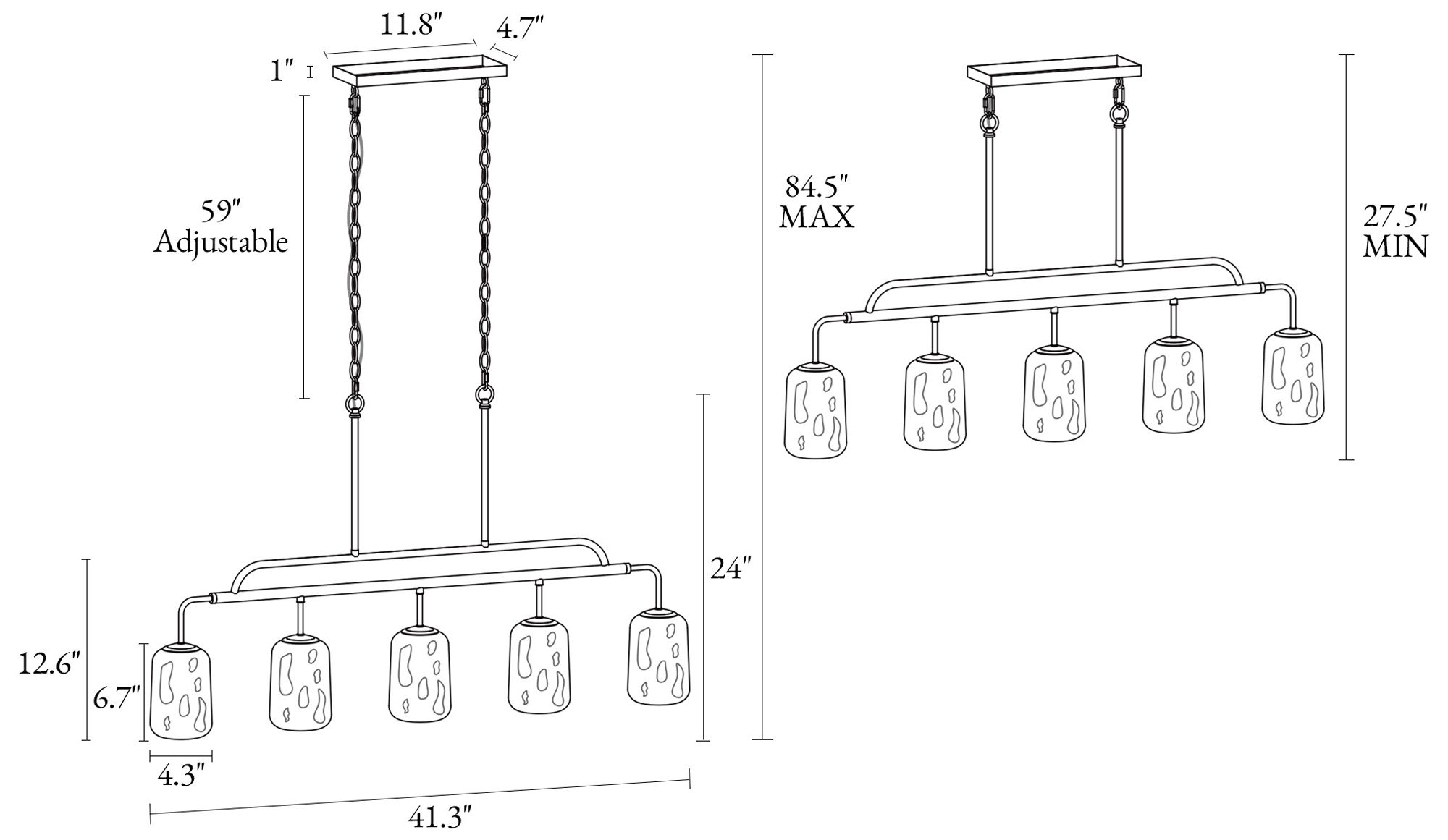Image 2 Erharting 5-Light Glass Island Chandelier more views