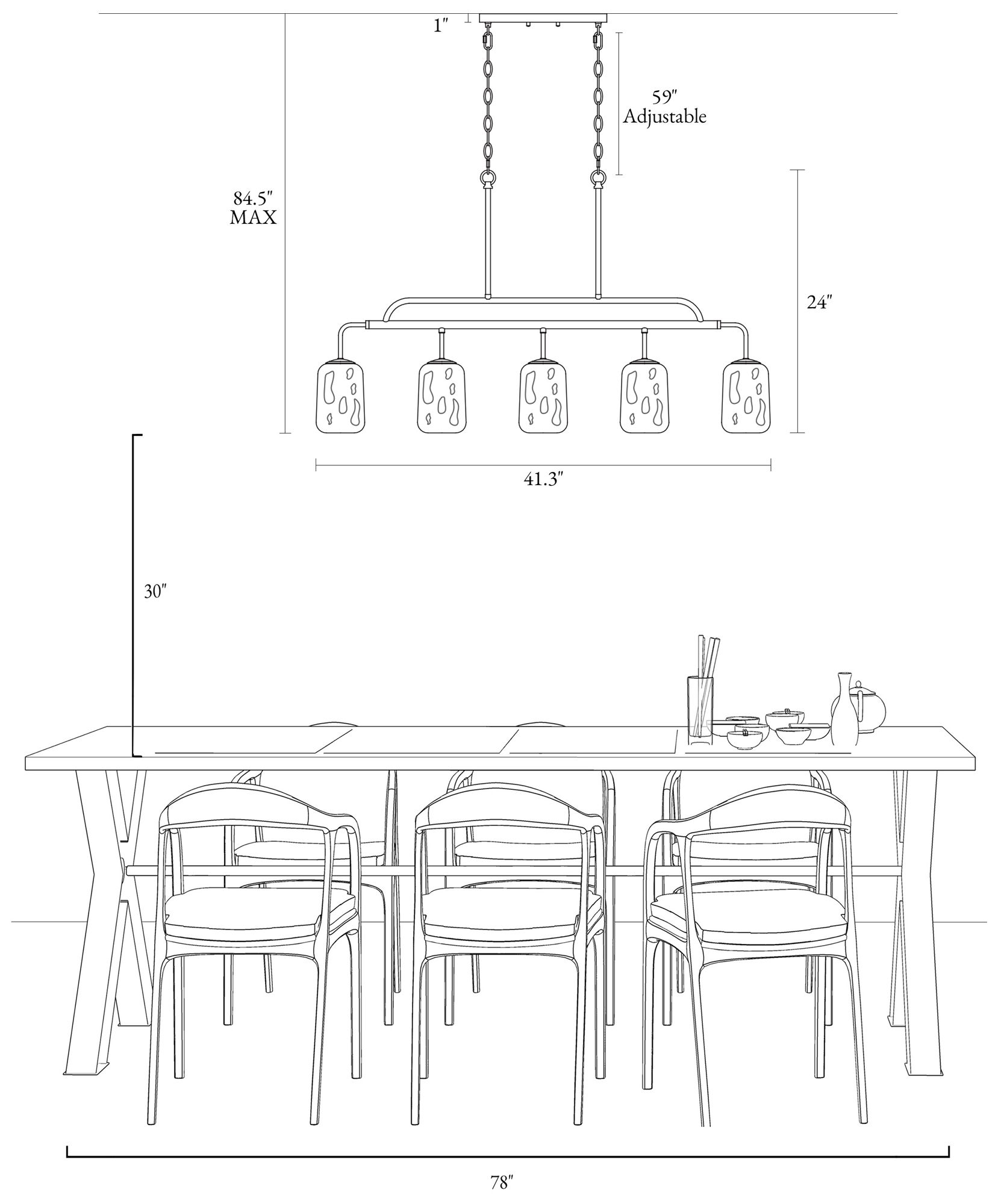 Erharting 5-Light Glass Island Chandelier