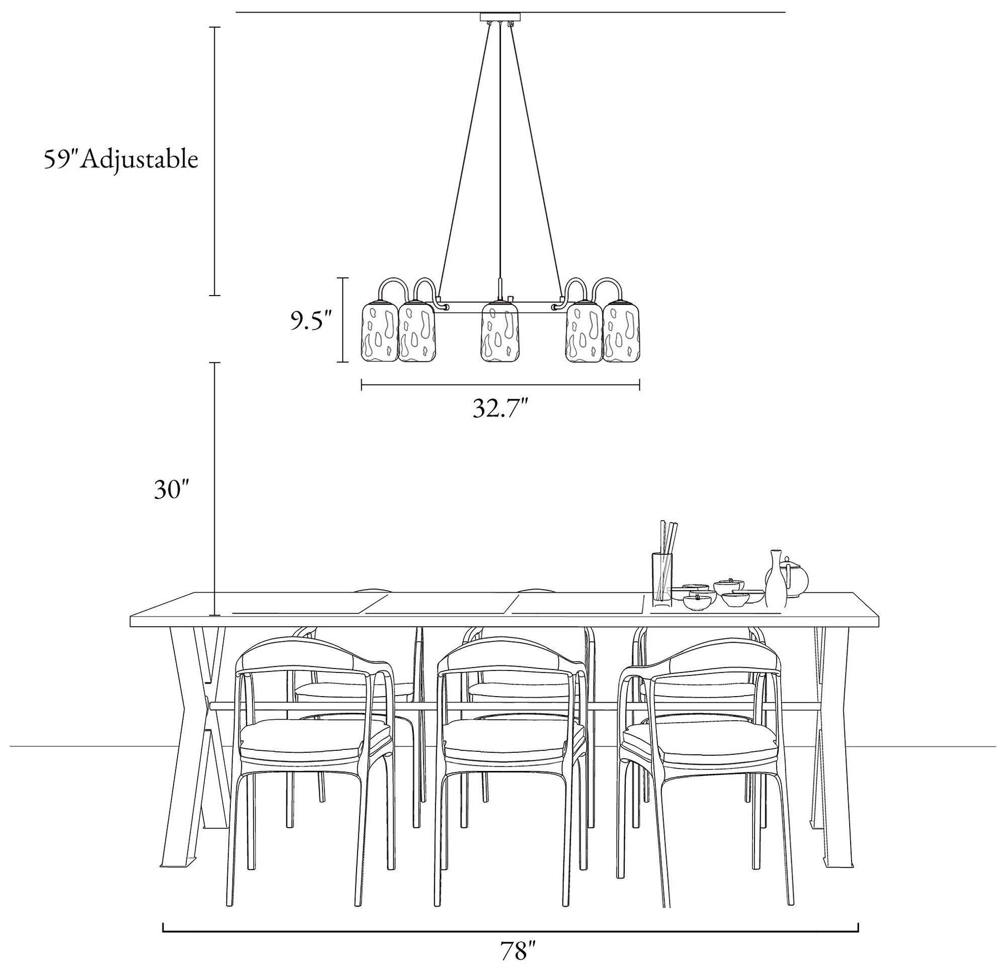 Erharting 8-Light Glass Chandelier - Made to Order