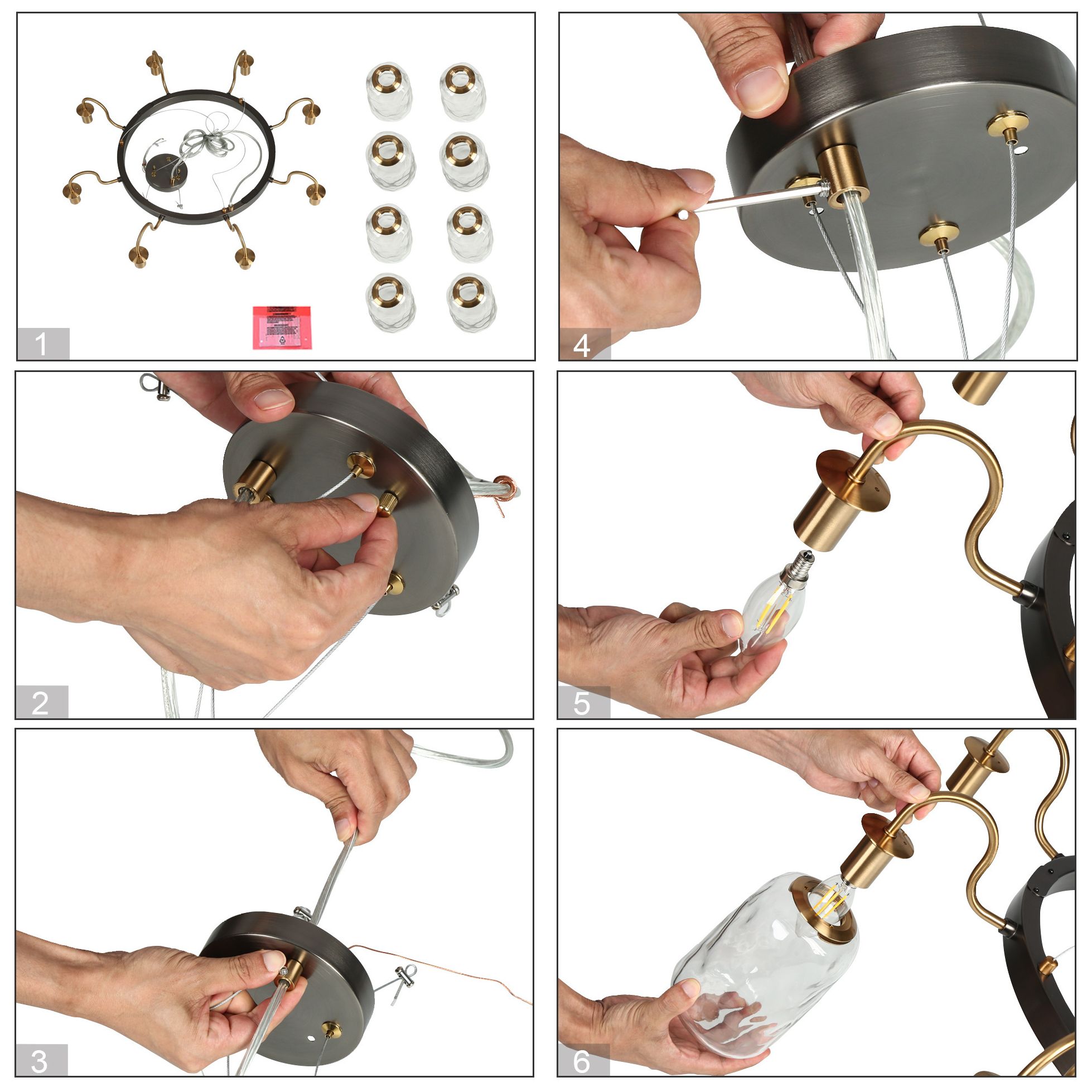 Image 6 Erharting 8-Light Glass Chandelier more views