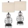 Eric Blown Glass Gourd Table Lamps With 8" Round Risers