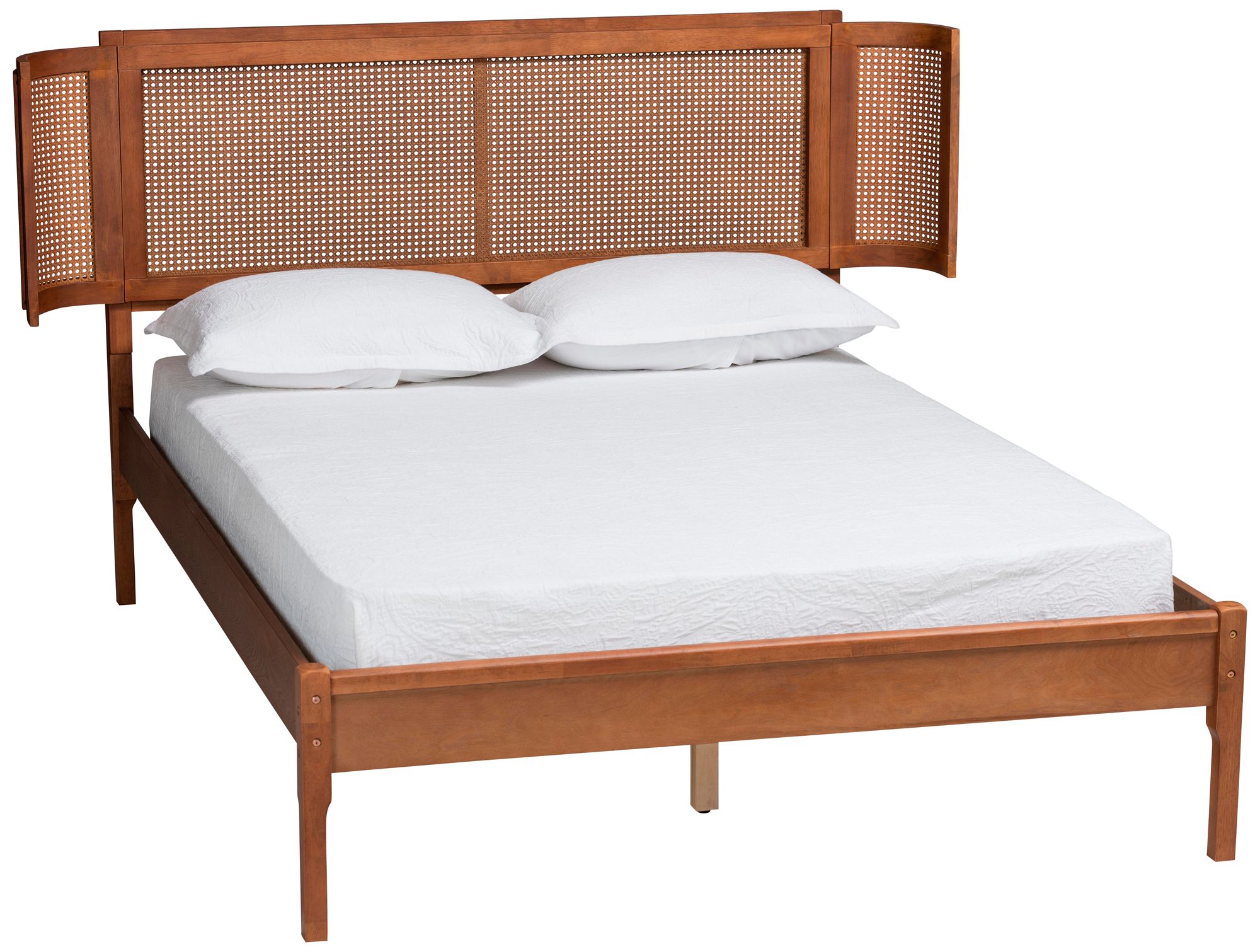 Eridian Walnut Brown Natural Rattan Platform Bed 541G5 Lamps Plus