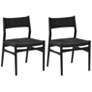 Erie Black Woven Paper Cord and Wood Dining Chairs - Set of 2