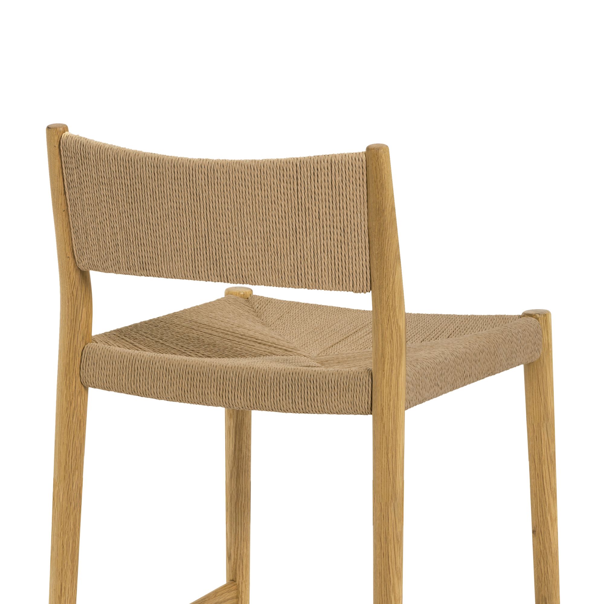 Image 7 Erie Woven Paper Cord and Oak Wood Bar Stool more views