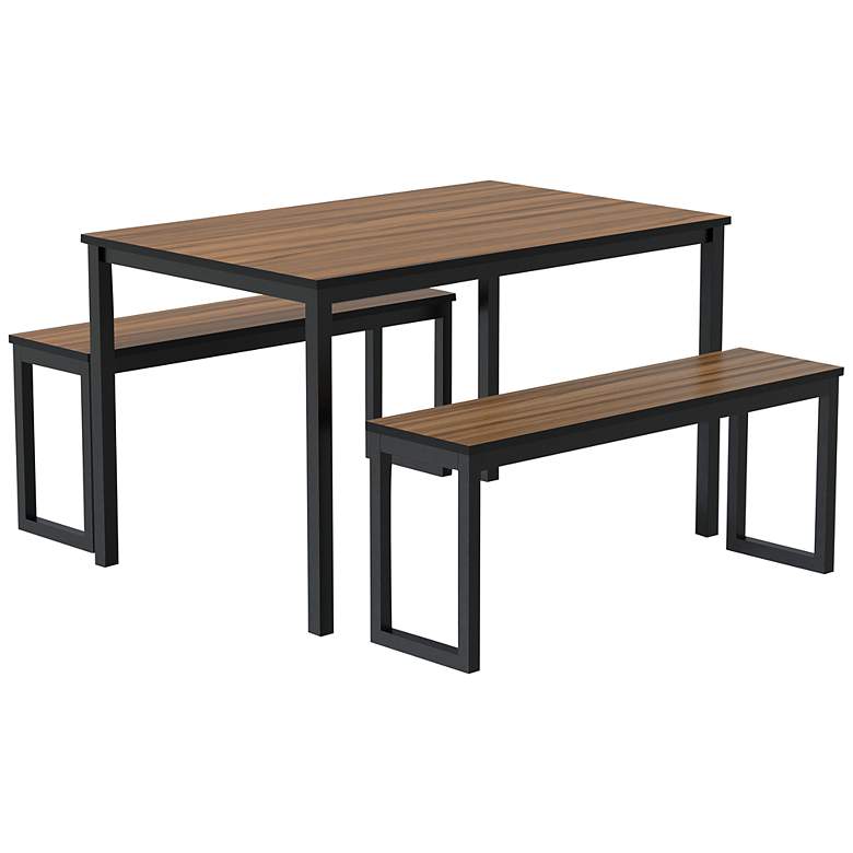 Image 2 Erikssen Brown Wood and Black Metal 3-Piece Dining Set