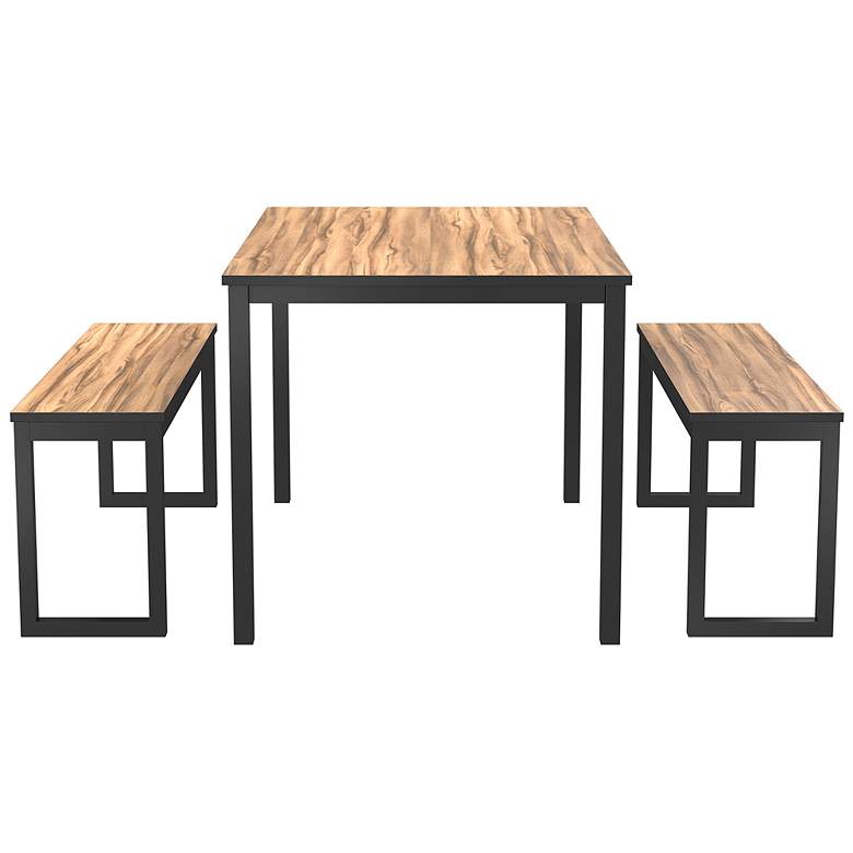 Image 6 Erikssen Brown Wood and Black Metal 3-Piece Dining Set more views