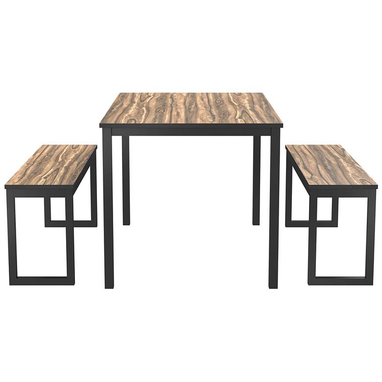 Image 5 Erikssen Walnut Wood and Black Metal 3-Piece Dining Set more views