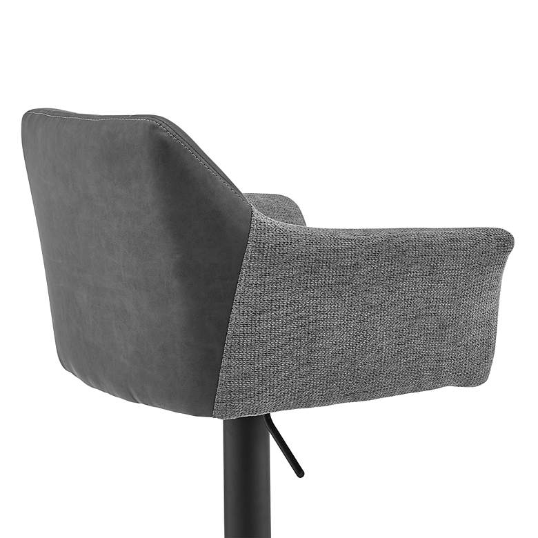 Image 4 Erin Adjustable Swivel Barstool in Black Powder Coated, Gray Faux Leather more views