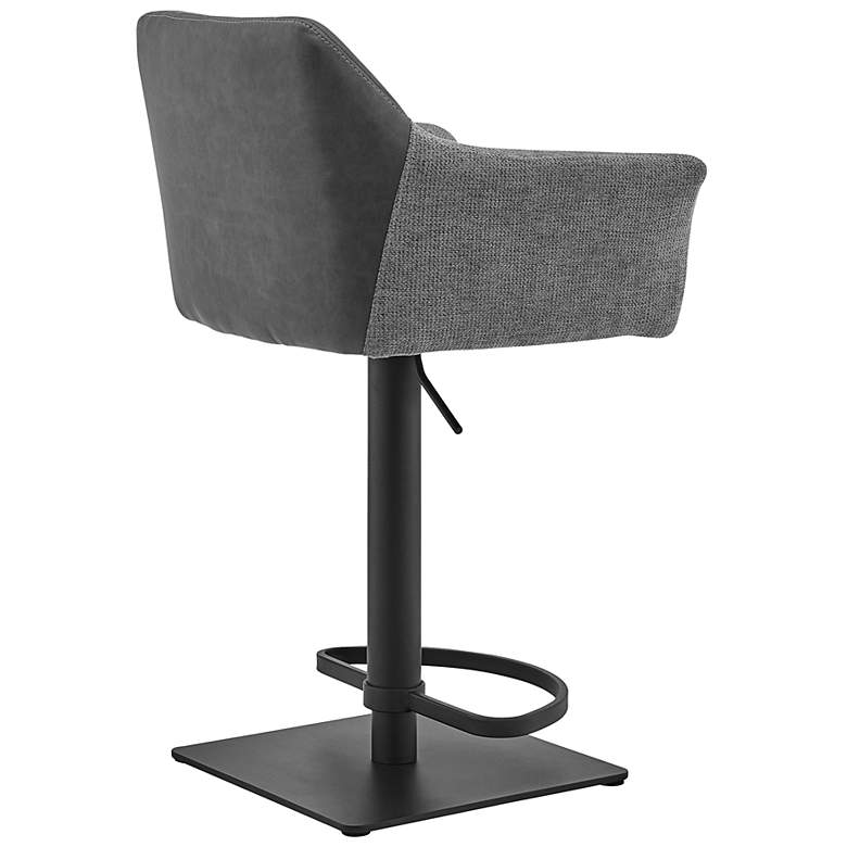 Image 7 Erin Adjustable Swivel Barstool in Black Powder Coated, Gray Faux Leather more views