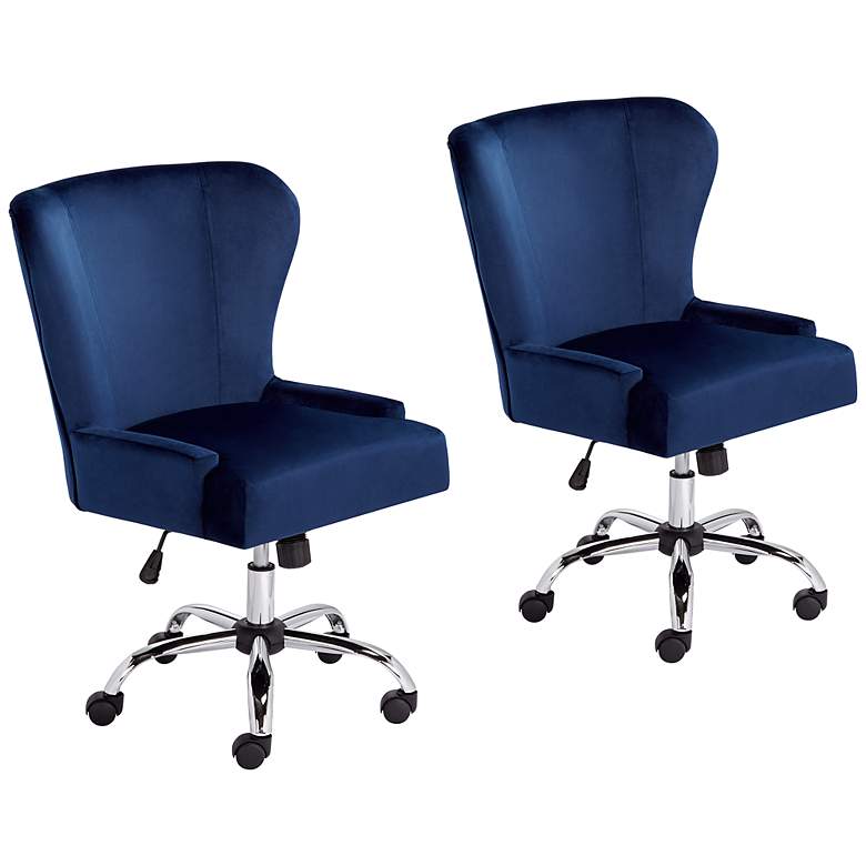 Image 2 Erin Blue Fabric Adjustable Swivel Office Chairs Set of 2