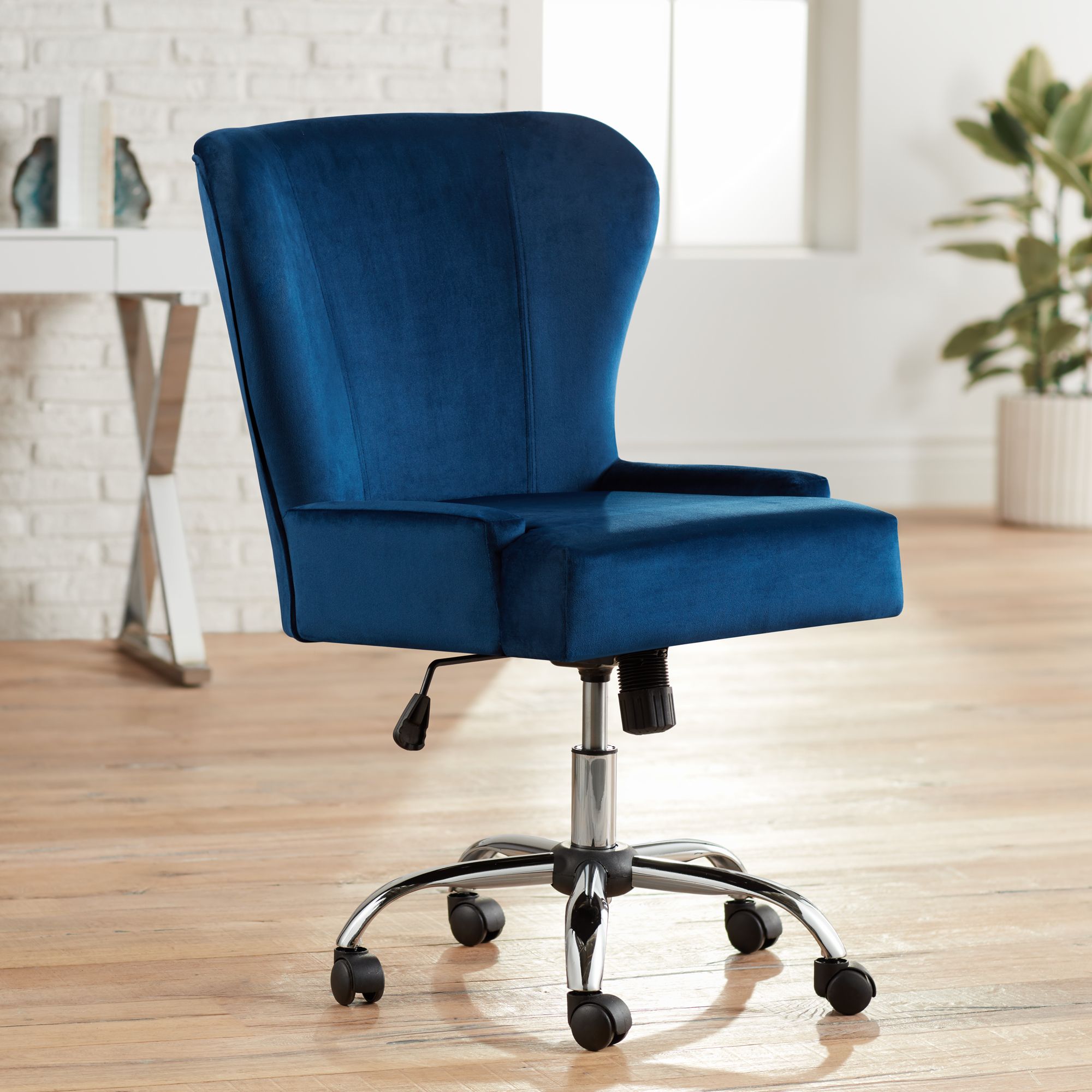 Erin Blue Fabric Adjustable Swivel Office Chairs Set of 2 in scene