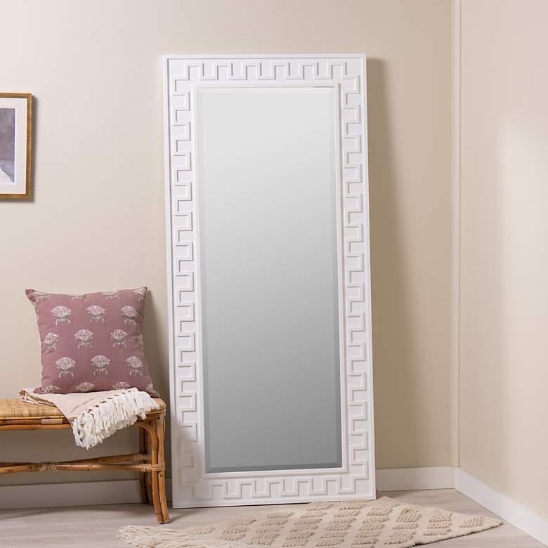 Image 5 Erin Gates Glossy White 32" x 70" Rectangular Floor Mirror more views