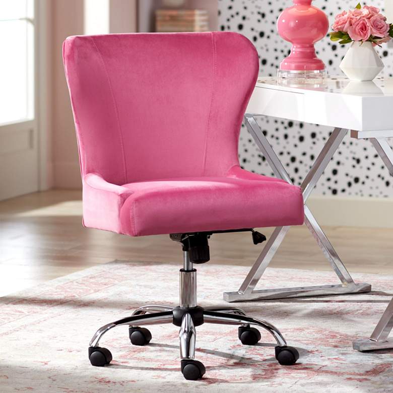 Image 2 Erin Pink Fabric Adjustable Office Chair with Wheels