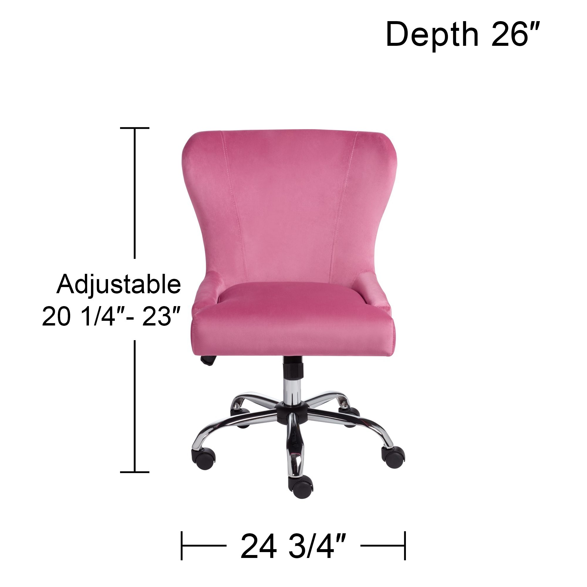 Erin Pink Fabric Adjustable Swivel Office Chairs Set of 2 in scene